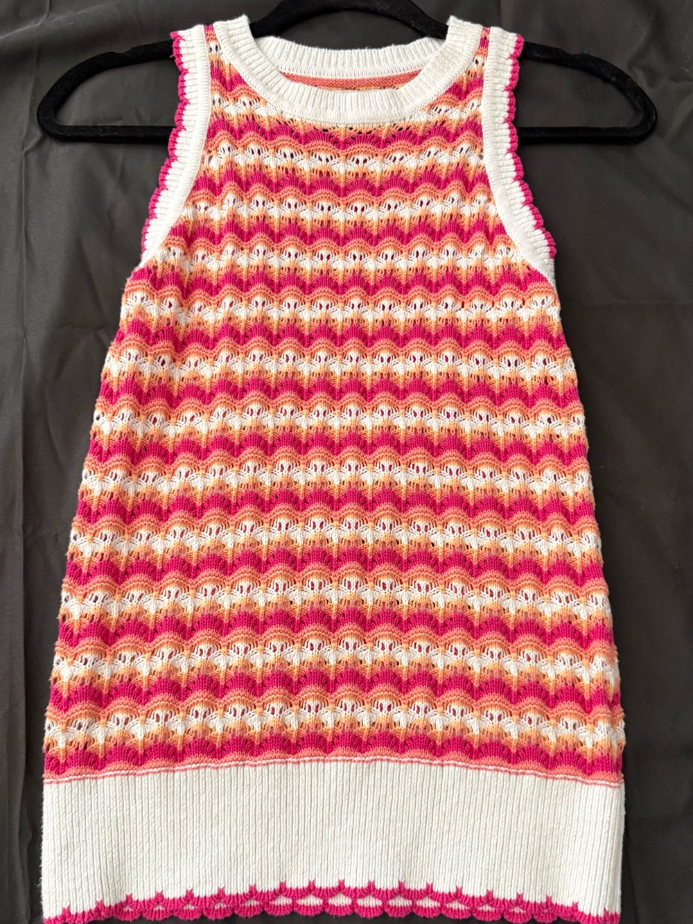 LOFT Pink, Orange & White Knit Wave-Pattern Shirt